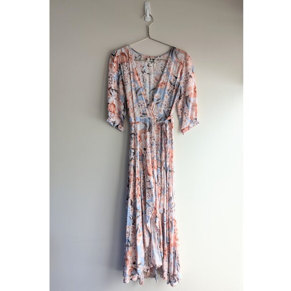 Jaase Floral Wrap Dress in Pink and Blue - Picture 2 of 9